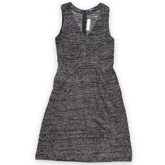 NWT Madewell Maroon Terrace Tweed Fit and Flare Sleeveless Dress sz S - Picture 2 of 14